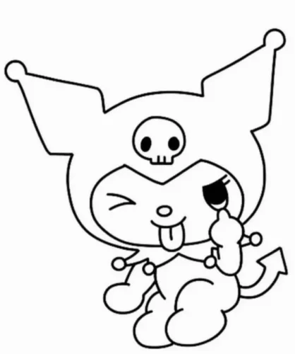 Mẫu tô màu kuromi lè lưỡi nháy mắt