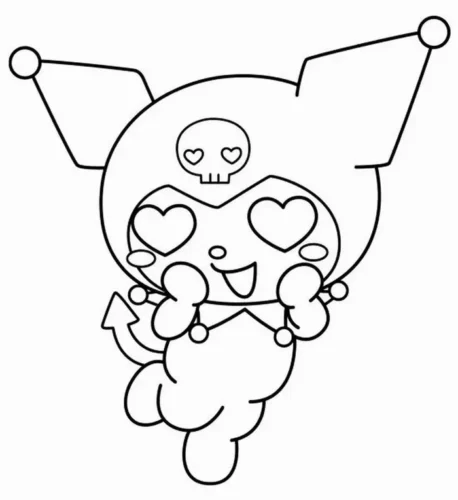 Hình tô màu kuromi mắt trái tim