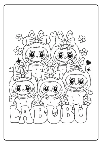 Nhiều Labubu trên chữ Labubu
