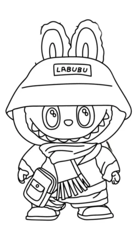 Labubu đội mũ đeo khăn