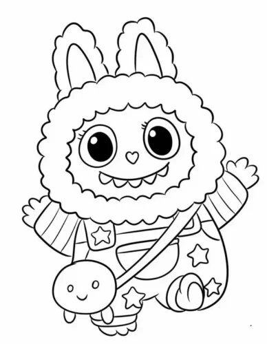 Mẫu tô màu labubu đeo túi đeo chéo