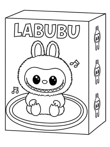 Hình tô màu labubu trong hộp đồ chơi
