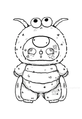 Labubu mặc đồ sâu bướm
