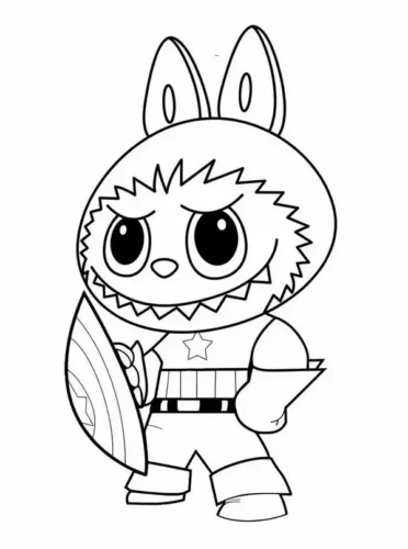 Labubu cầm khiên siêu anh hùng