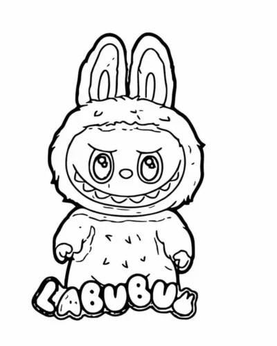 Hình tô màu labubu dưới chữ Labubu