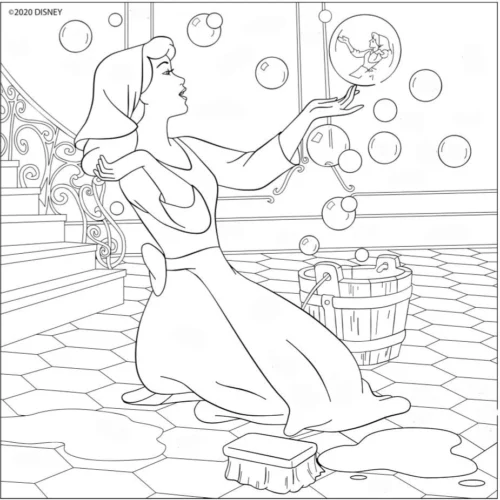 Mẫu tô màu lọ Lem lau nhà giữa bong bóng