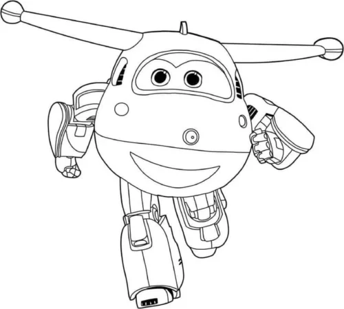 Hình tô màu máy bay Super Wings Jerome