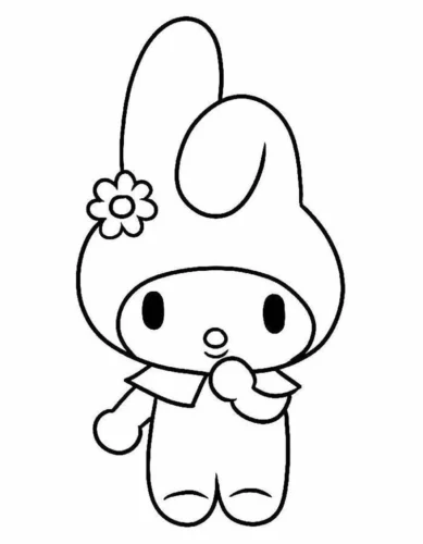 My Melody đứng chắp tay