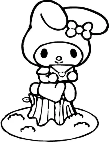 My Melody ngồi trên gốc cây
