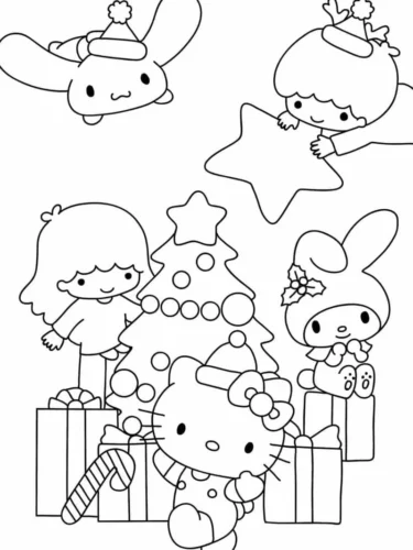 My Melody và các bạn bên cây thông Noel