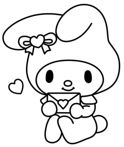 My Melody ôm lá thư trái tim