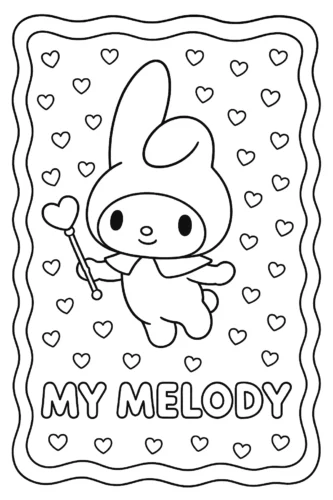 My Melody cầm đũa phép giữa trái tim