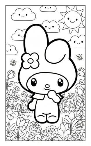 My Melody giữa vườn hoa dưới ông mặt trời