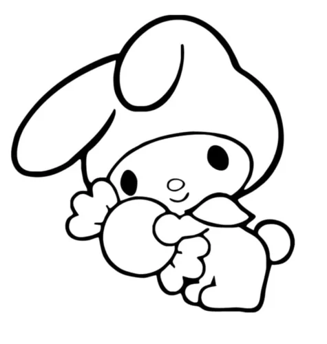 My Melody ôm quả dâu, nét rất đậm