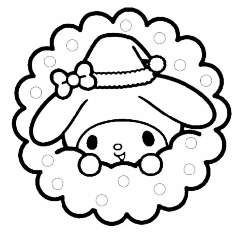 My Melody đội mũ Noel trong khung tròn