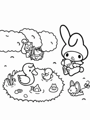 My Melody và vịt con bên hồ