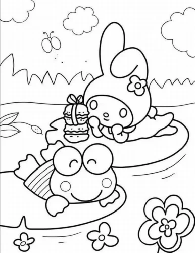 My Melody và Keroppi trên phao