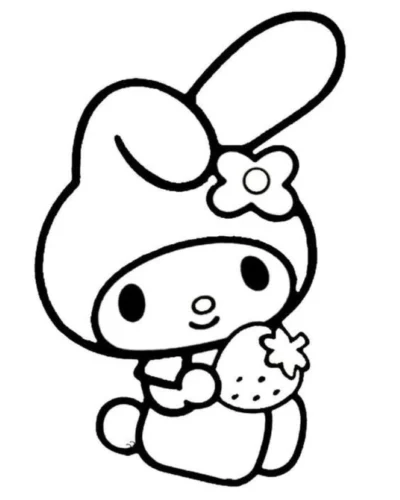 Mẫu tô màu my Melody ôm quả dâu