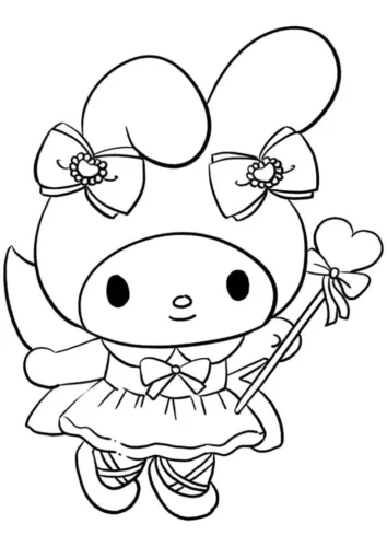 Tranh tô màu my Melody thiên thần cầm đũa phép