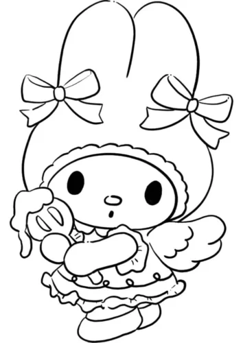 Hình tô màu my Melody thiên thần thắt nơ