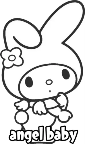 Hình tô màu my Melody với dòng chữ angel baby