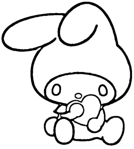 Hình tô màu my Melody ôm quả dâu, nét lớn