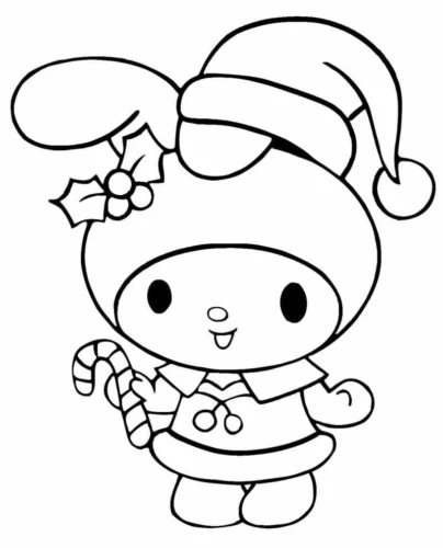 My Melody đội mũ Noel cầm kẹo gậy