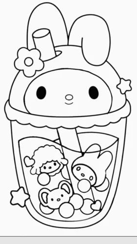 My Melody trong ly trà sữa