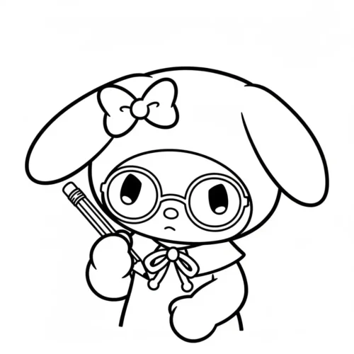 My Melody đeo kính cầm bút chì