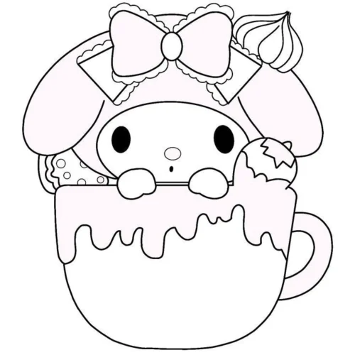 My Melody trong tách trà thắt nơ