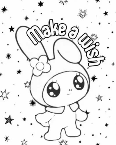 My Melody dưới chữ Make a wish
