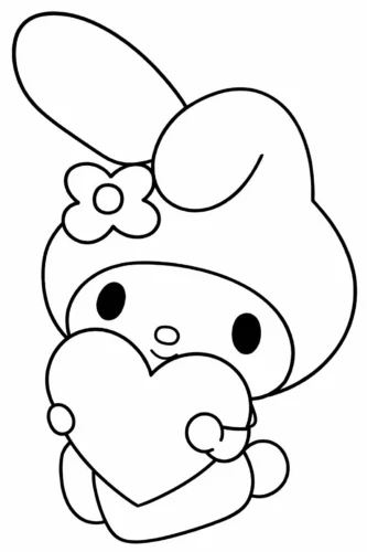 Tranh tô màu my Melody ôm trái tim lớn