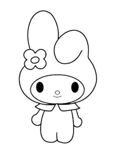 Hình tô màu my Melody đứng, nét gọn