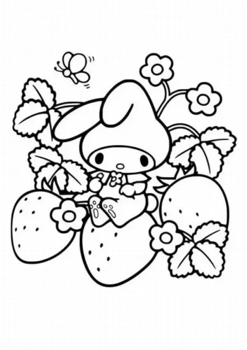 Tranh tô màu my Melody giữa những quả dâu