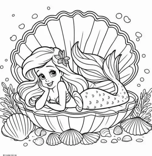 Ariel nằm trong vỏ sò lớn