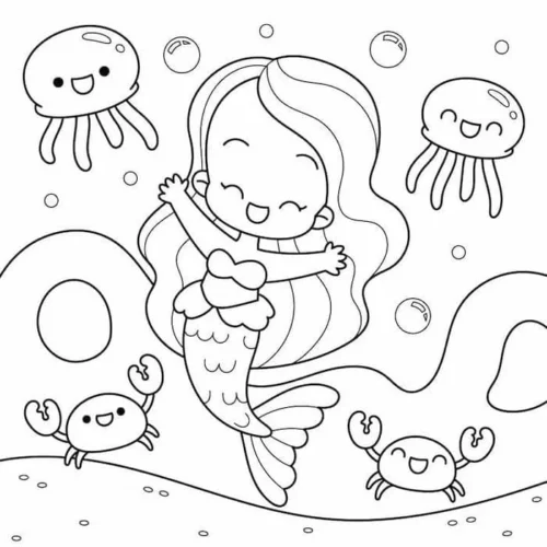 Nàng tiên cá nhí cười giữa sứa và cua