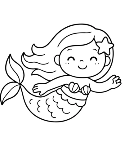 Nàng tiên cá nhí cười bơi