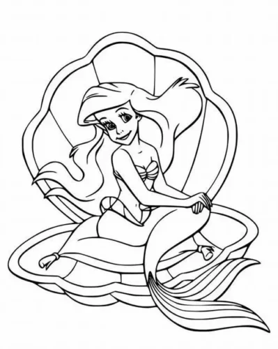 Ariel ngồi trong vỏ sò, nét rõ