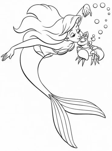 Ariel bơi cùng Sebastian
