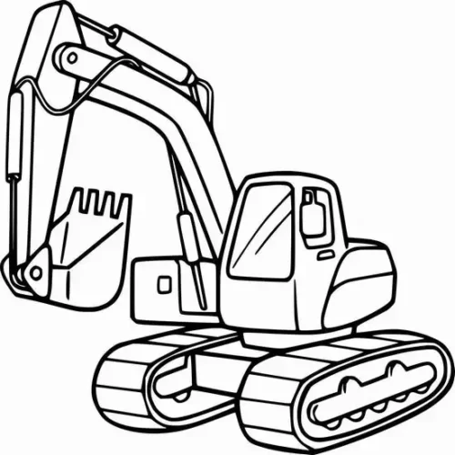 Tranh tô màu máy xúc nét đậm cỡ lớn