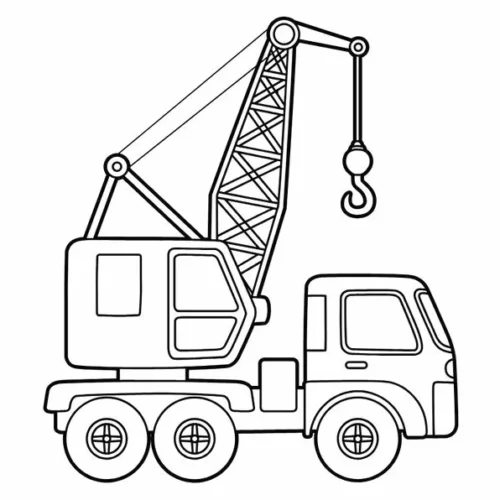 Mẫu tô màu xe cần cẩu nét đậm