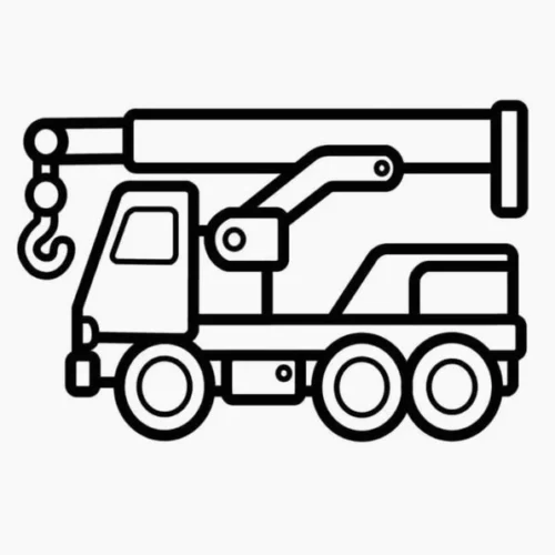 Mẫu tô màu xe cần cẩu nét đậm cỡ lớn