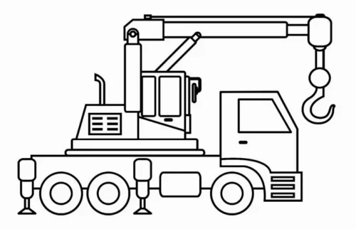 Tranh tô màu xe cần cẩu nét đơn giản