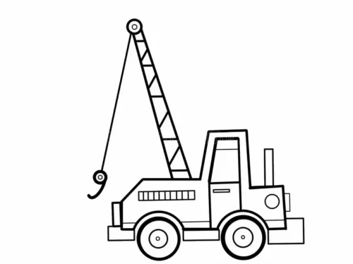 Hình tô màu xe cần cẩu nhỏ dựng cao