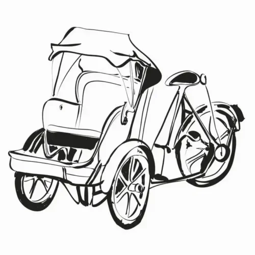 Mẫu tô màu xích lô cổ nhìn chéo