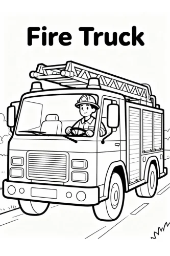 Mẫu tô màu xe cứu hoả dưới chữ Fire Truck