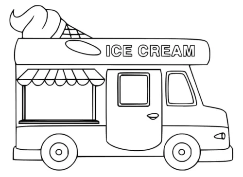 Xe bán kem dưới chữ Ice Cream