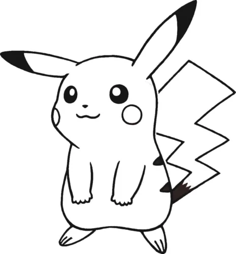 Pikachu đứng thẳng, đuôi tia chớp