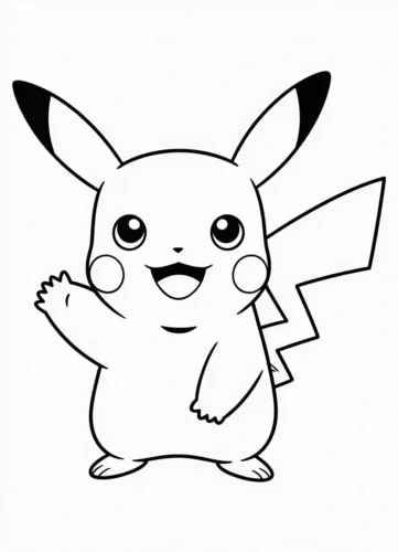 Pikachu vẫy tay, nét gọn