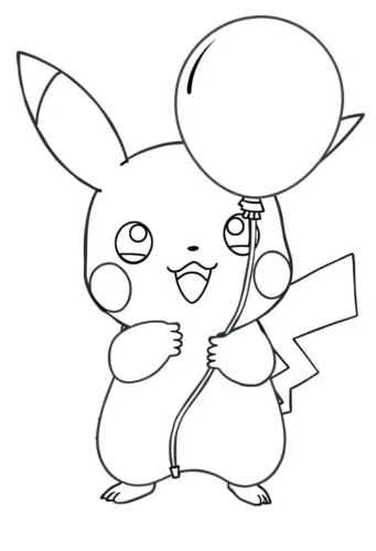 Pikachu cầm bóng bay